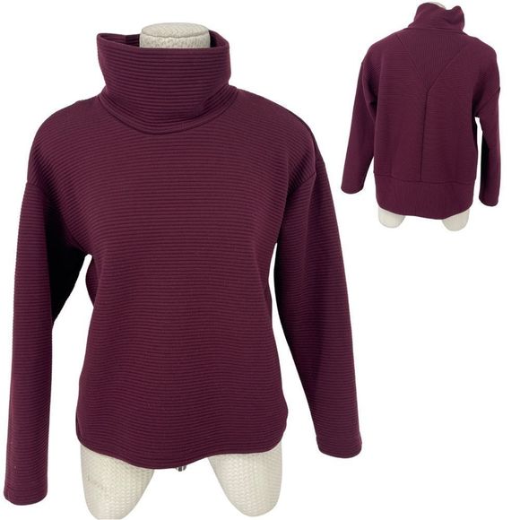 RBX Burgundy Ribbed Turtleneck Sweatshirt - Picture 1 of 12